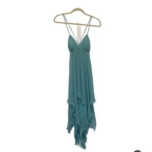 Y2K BCBGMaxAzria Blue Beaded Trim Maxi Dress